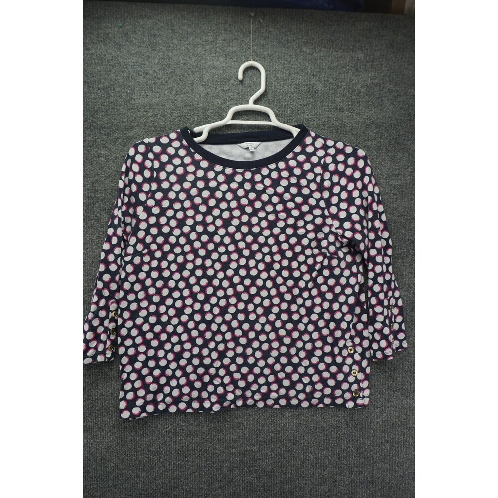 Crown & Ivy Navy Pink Polka Dot 3/4 Sleeve Blouse Size Large